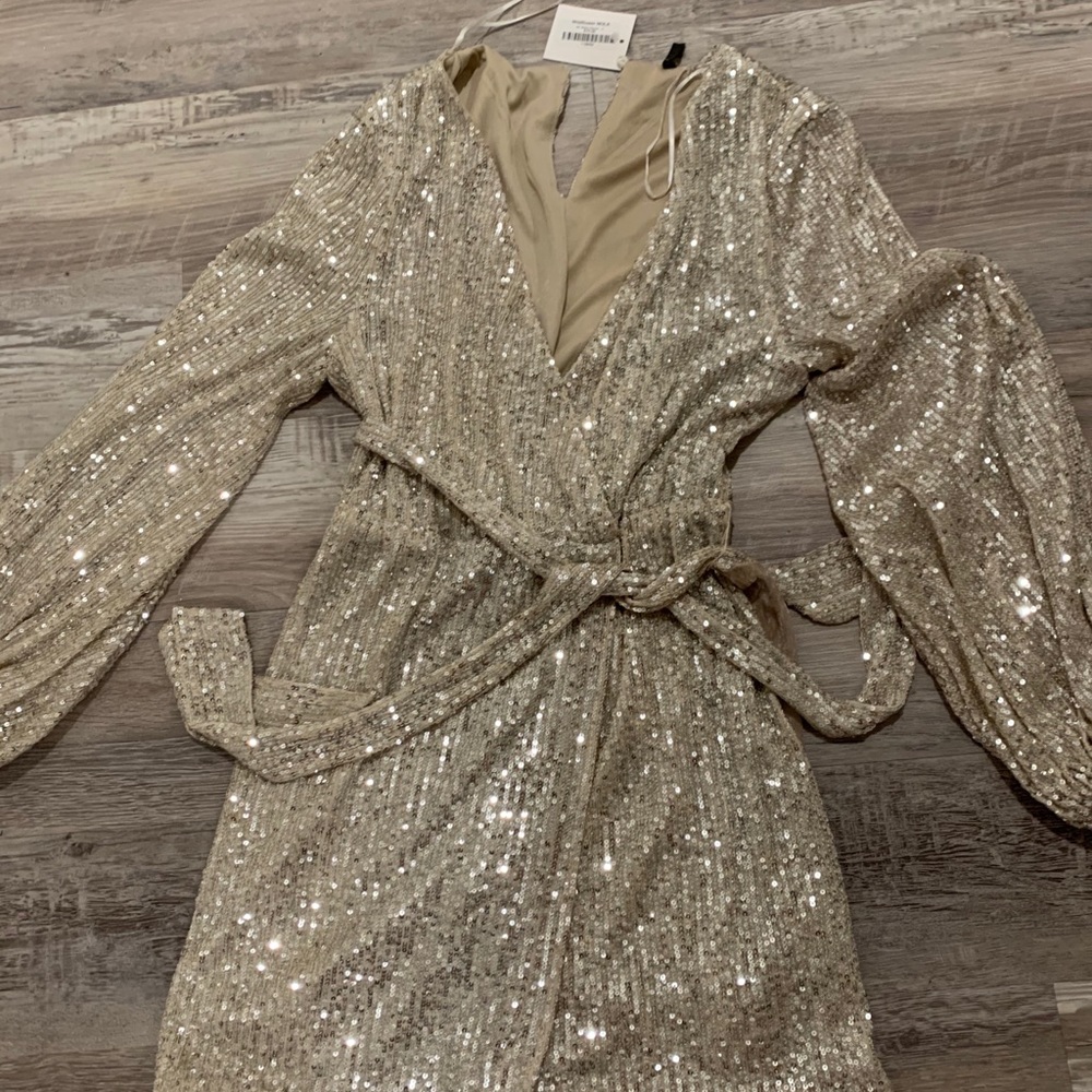 NWT sequin wrap dress